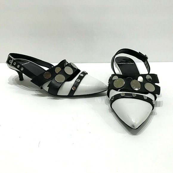 Pierre Hardy Shoes - Pierre Hardy Black White Leather Slingback Kitten